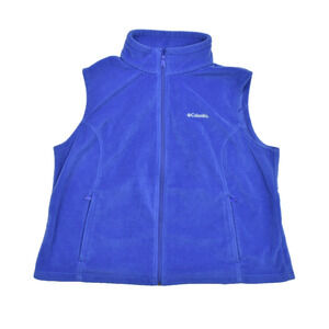 Columbia Womens 3X Blue Fleece Vest Full Zip Sleeveless Jacket Plus Size